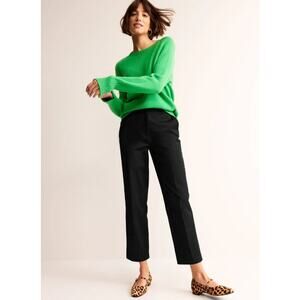 Boden Kew Bi Stretch Trousers High Rise Ankle Straight Leg Creased Pants, Black